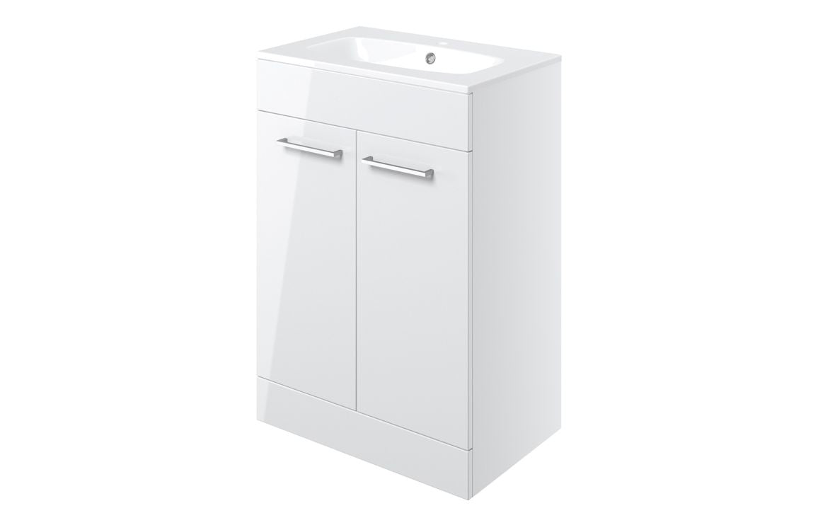 HRD 610mm Floor Standing 2 Door Basin Unit & 1TH Basin