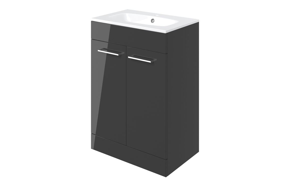 HRD 610mm Floor Standing 2 Door Basin Unit & 1TH Basin