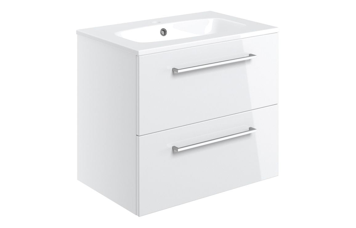 HRD 610mm Wall Hung 2 Drawer Basin Unit & 1TH Basin