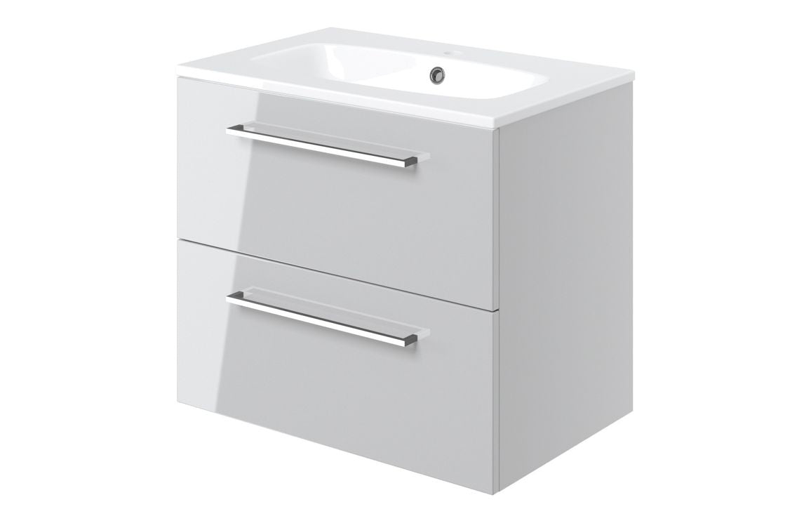HRD 610mm Wall Hung 2 Drawer Basin Unit & 1TH Basin