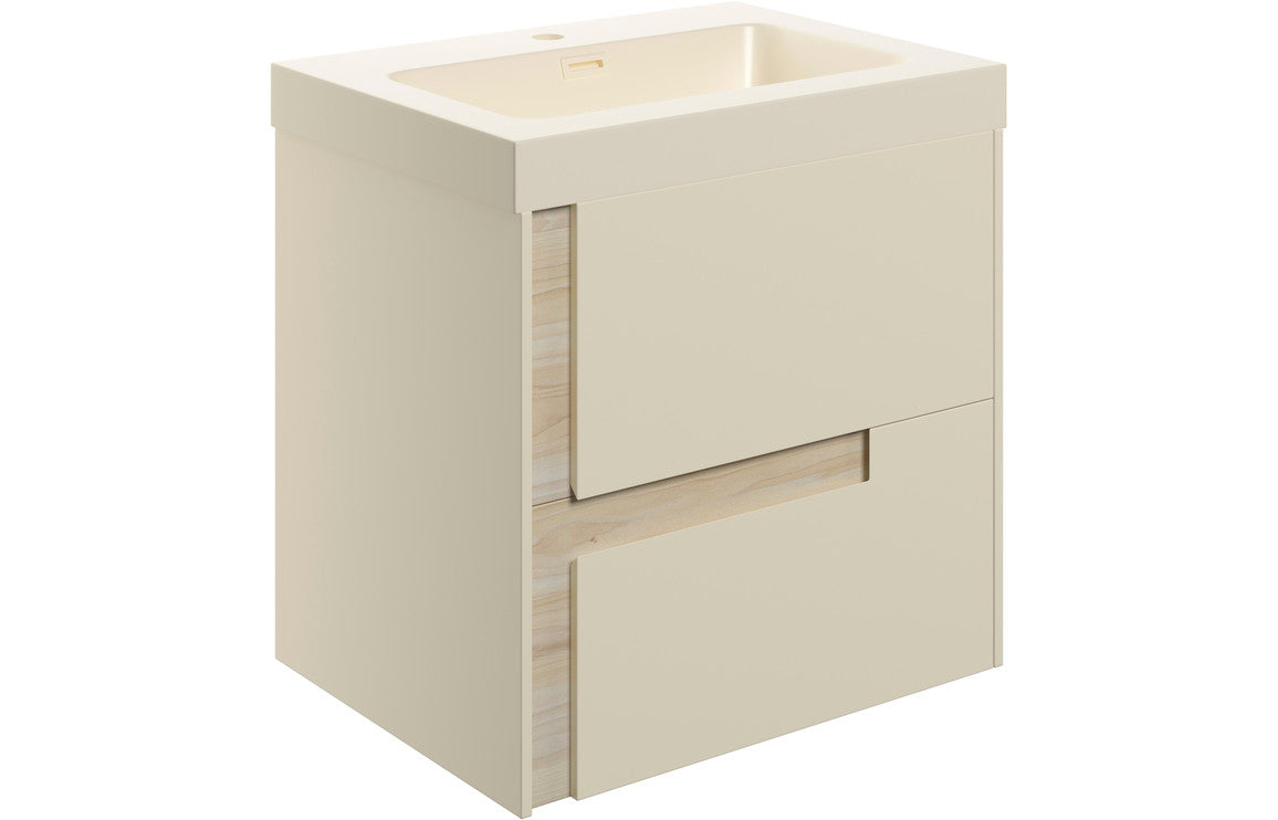 HRD 605mm Wall Hung 2 Drawer Basin Unit & 1TH Basin