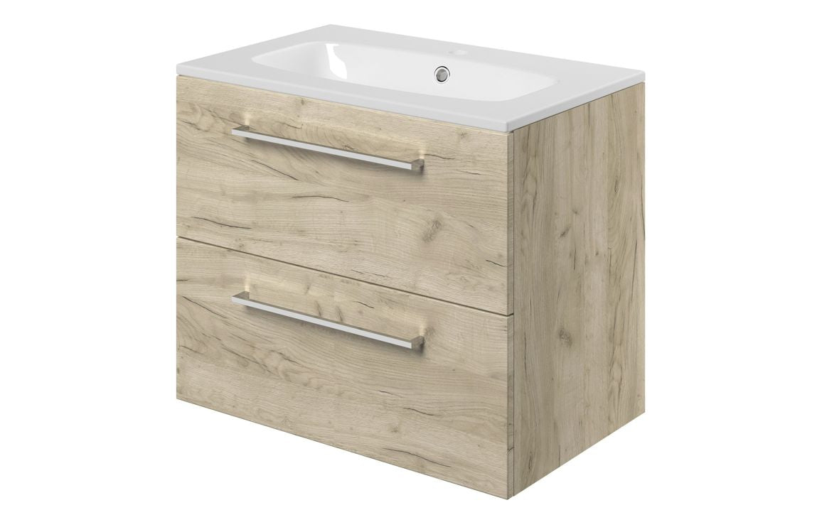 HRD 610mm Wall Hung 2 Drawer Basin Unit & 1TH Basin