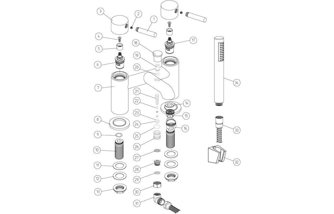 Sabira Pescara Bath/Shower Mixer & Bracket