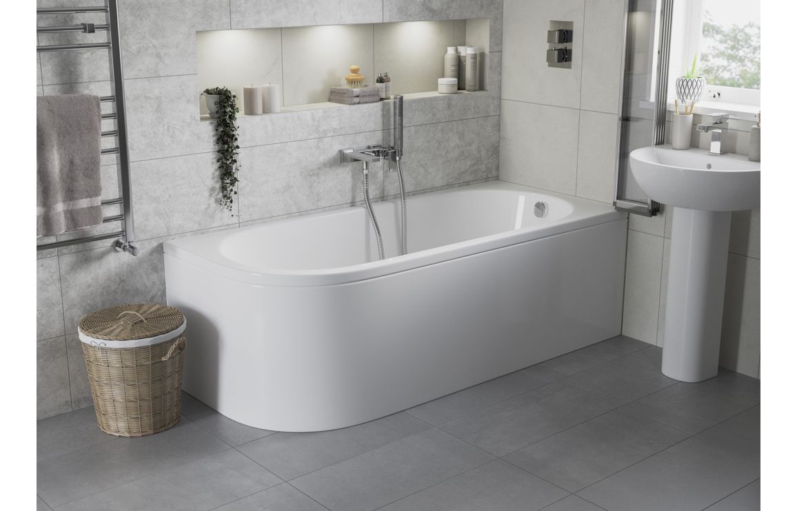 Aura J-Shape Bath 1500x725x600mm with Legs
