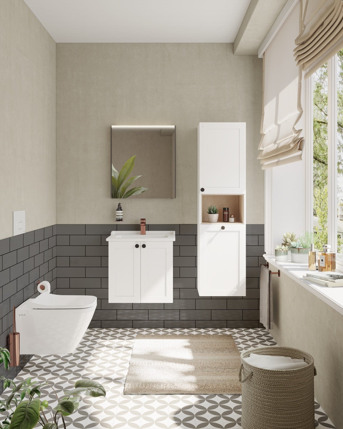 HRD 40cm 2 Door Semi-Tall Unit w/Laundry Basket