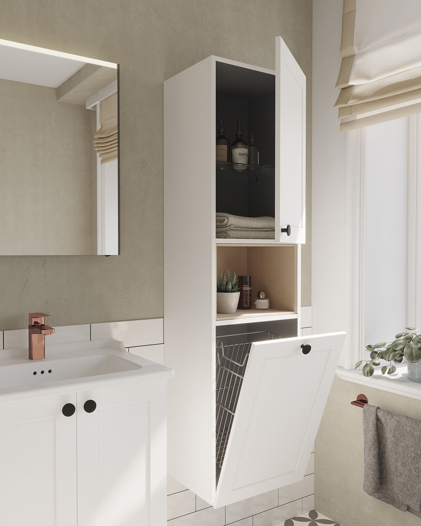 HRD 40cm 2 Door Semi-Tall Unit w/Laundry Basket
