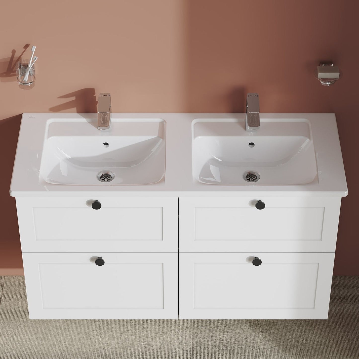 HRD 1200x470mm 2TH Vanity Basin with Overflow