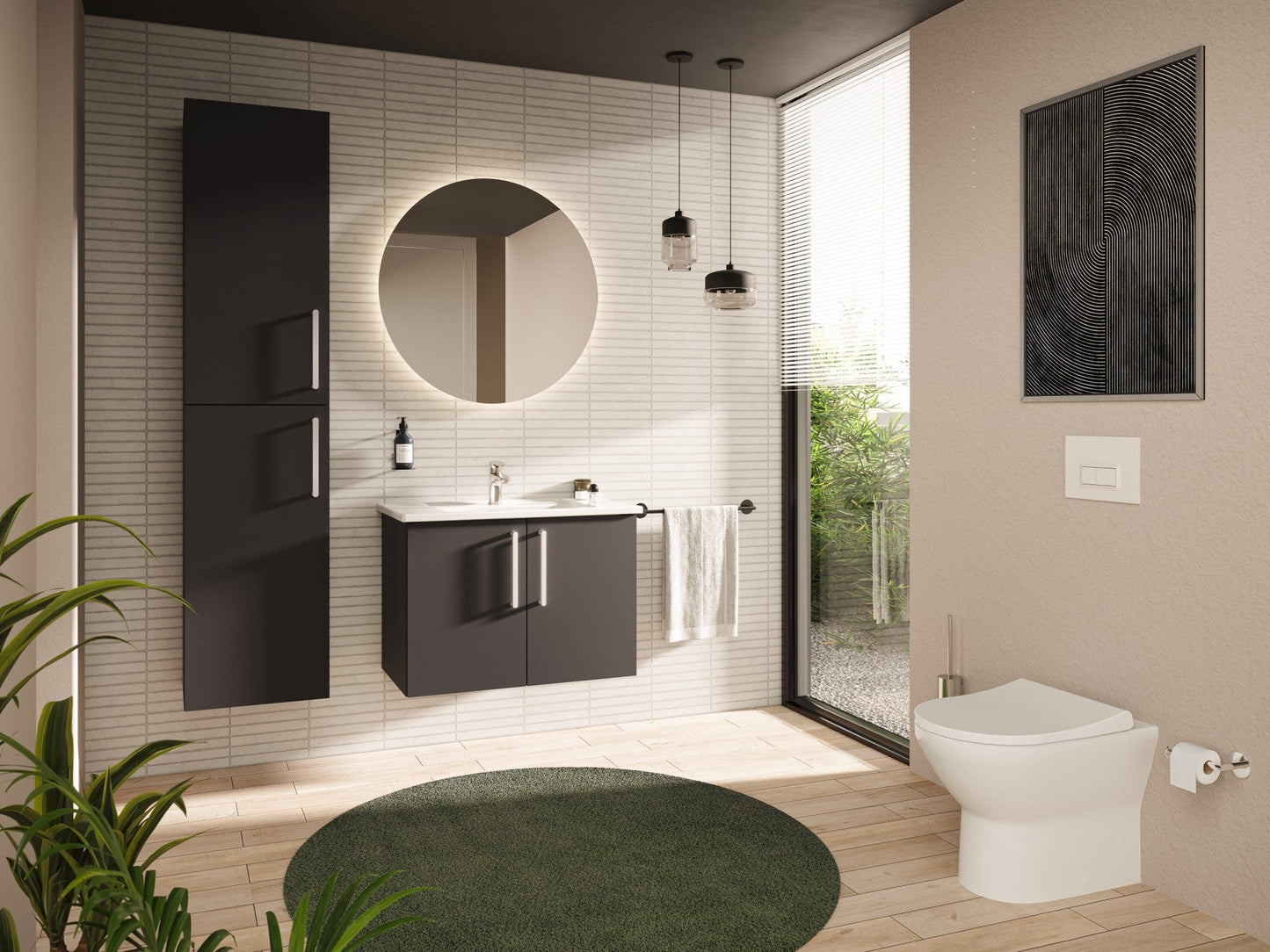 HRD 80cm 2 Door Wall Hung Washbasin Unit