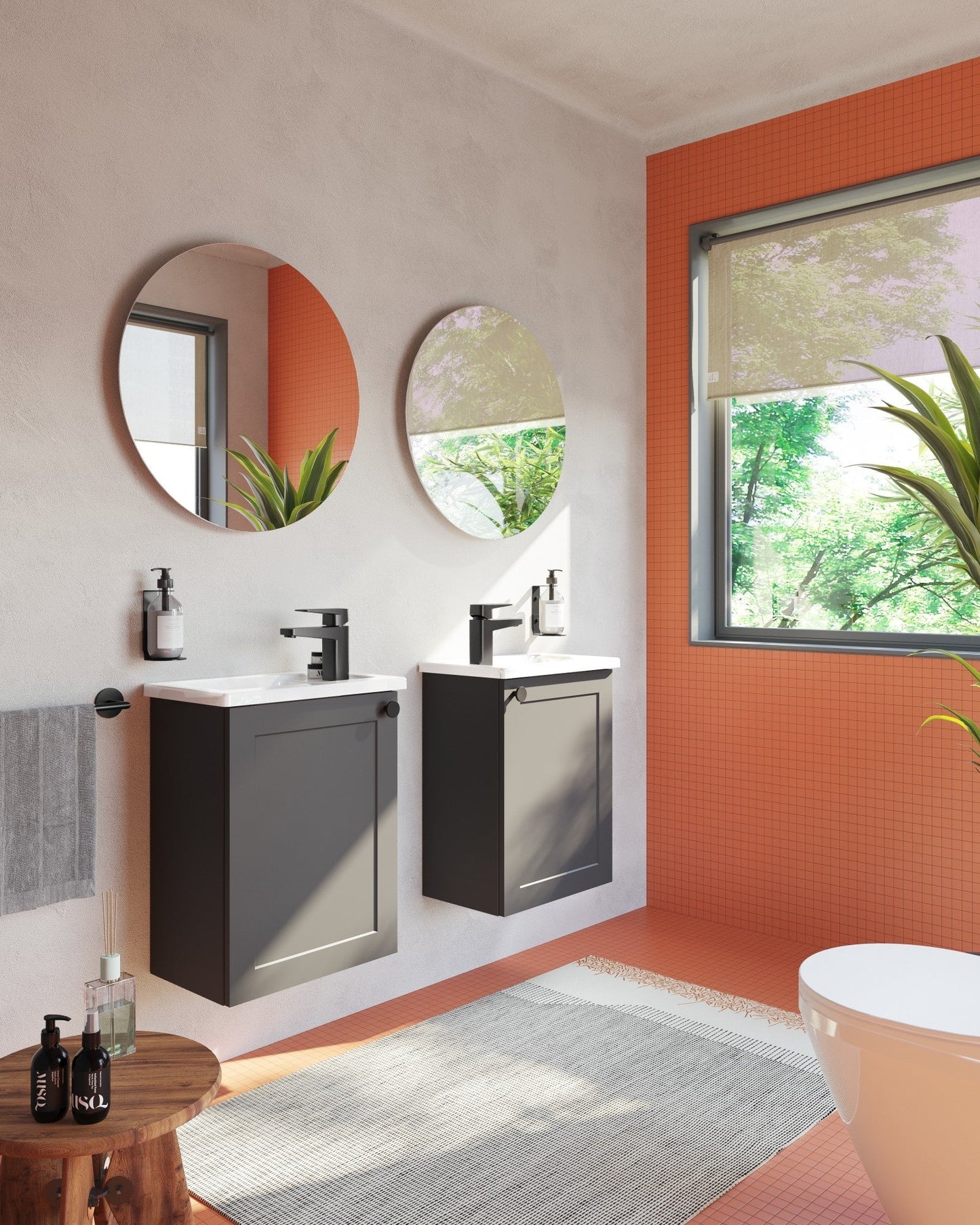 HRD 40cm 1 Door Wall Hung Slim Washbasin Unit