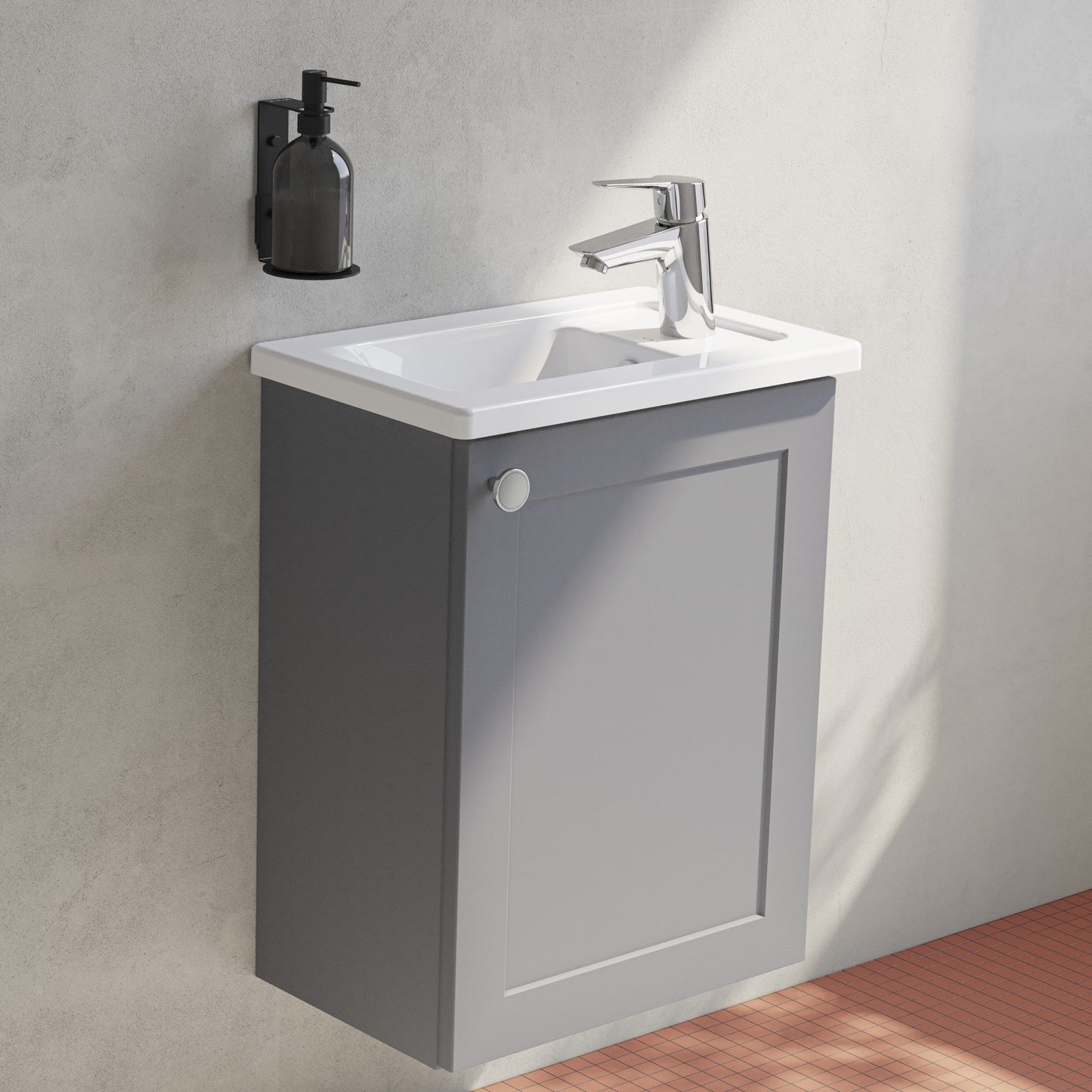 HRD 40cm 1 Door Wall Hung Slim Washbasin Unit