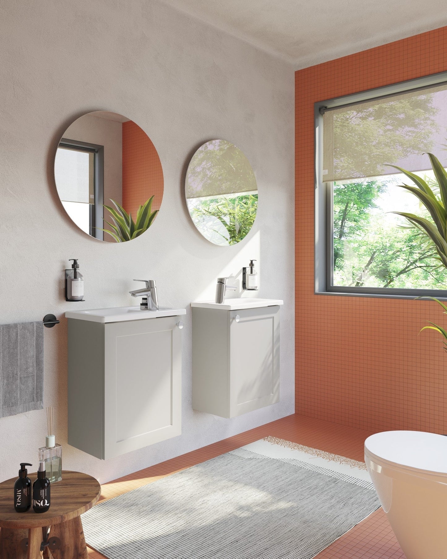 HRD 40cm 1 Door Wall Hung Slim Washbasin Unit