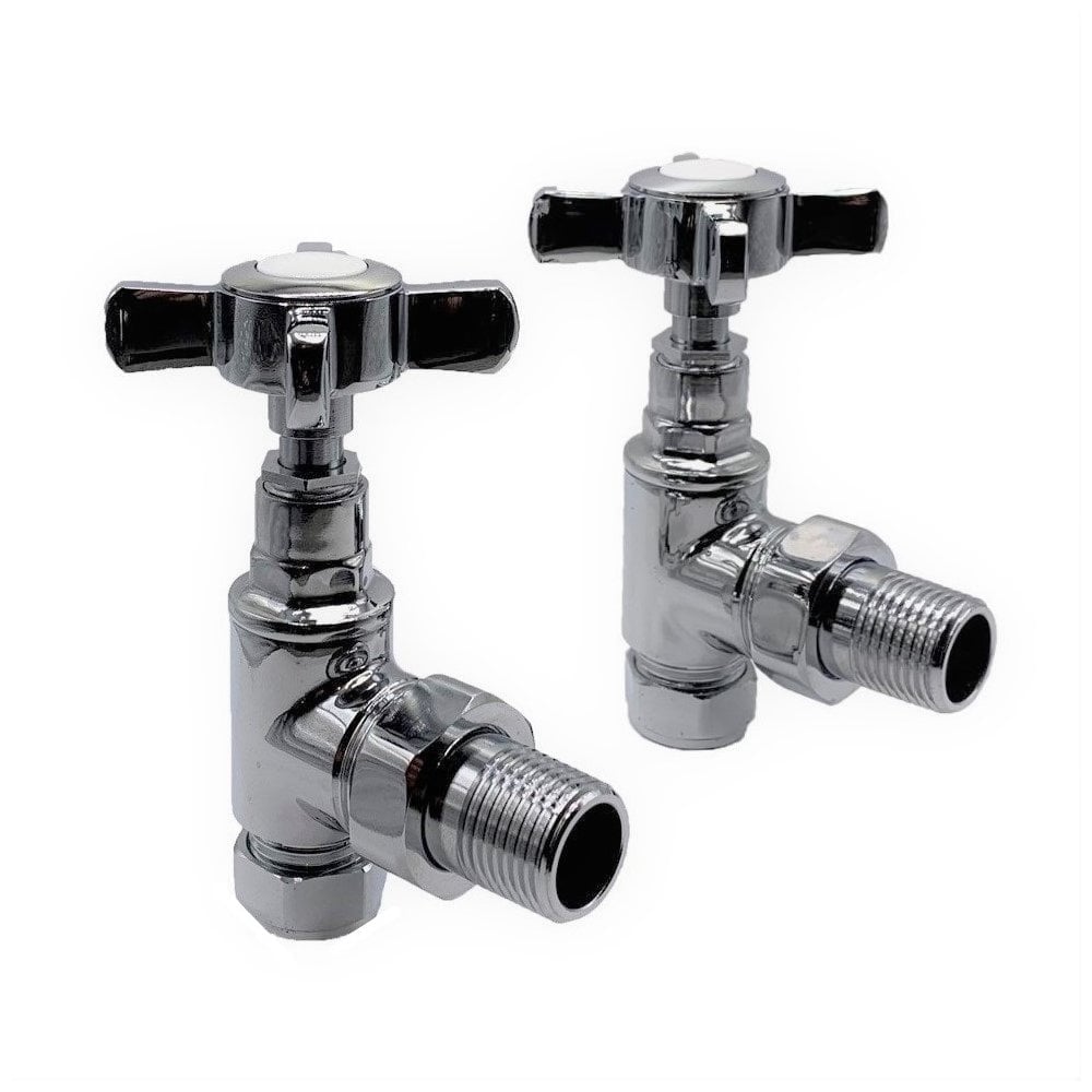 Cross Head Rad Valve Angled Pair – Cross Head Rad Valve Angled (Pair) | Luxury Bathroom & Radiator Collection by HomeRangeDirect