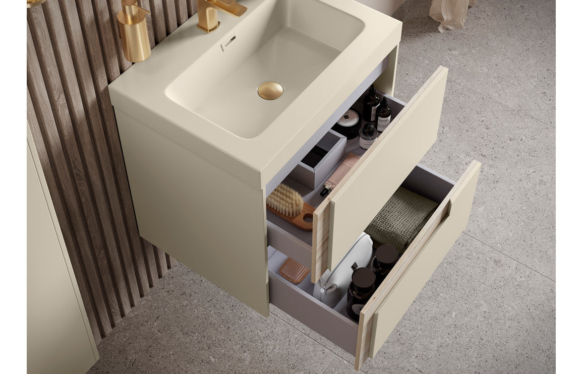 HRD 615mm Wall Hung 2 Drawer Basin Unit & 0TH Basin