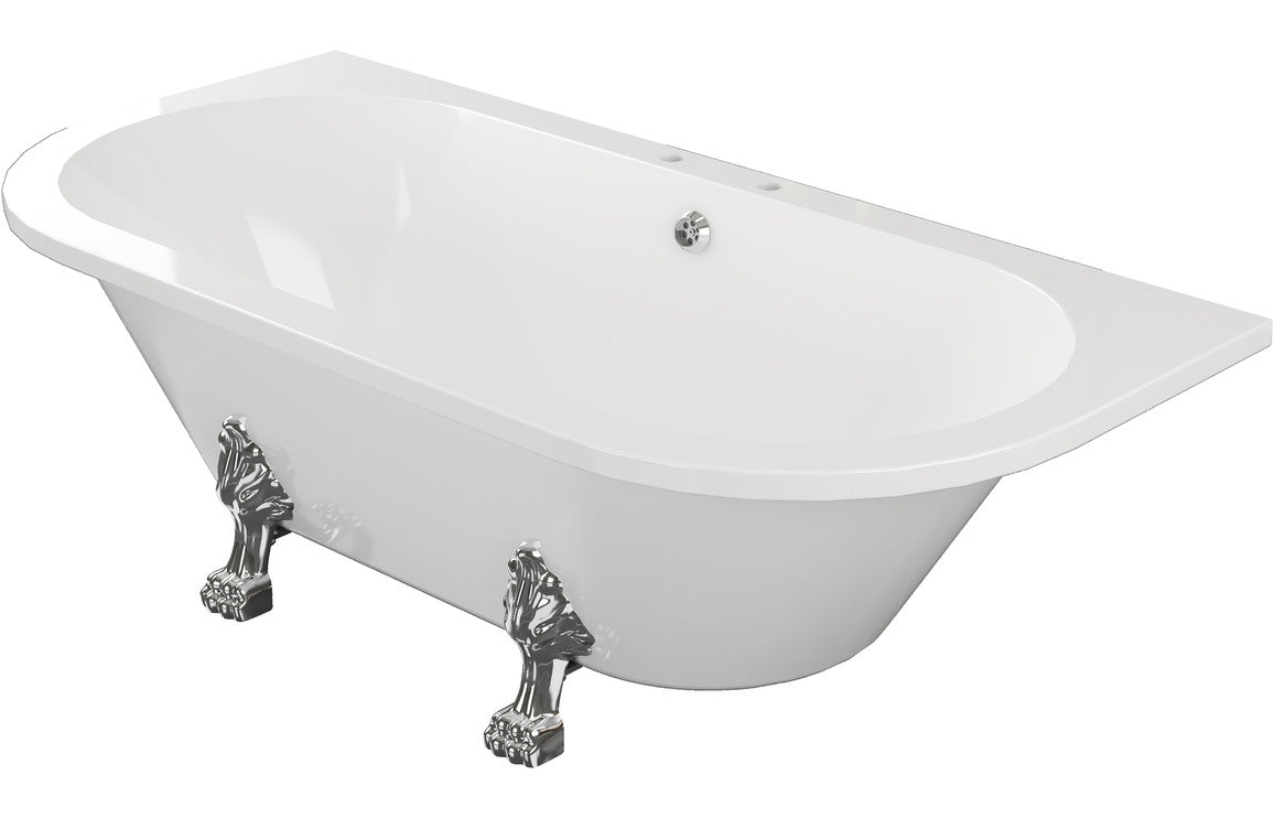 Aura Freestanding Back To Wall Bath 1700x800x600mm (2TH) with Feet