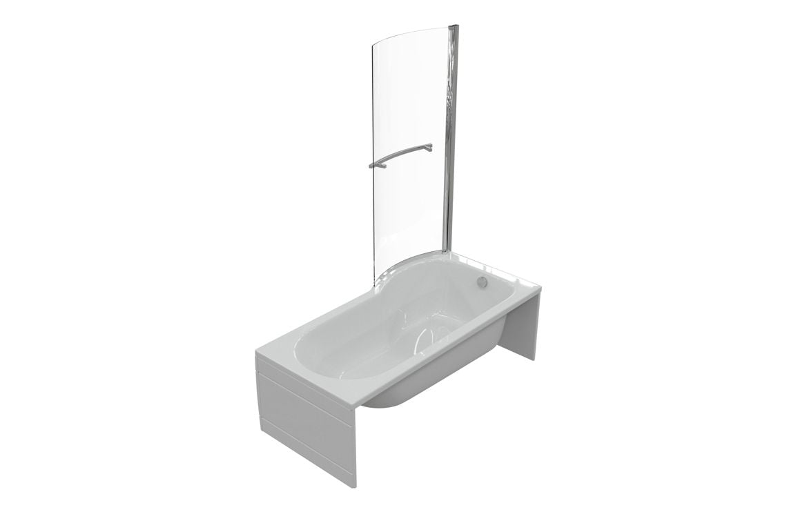 Aura P-Shape Shower Bath Panel & Screen 1700x700-850x410mm