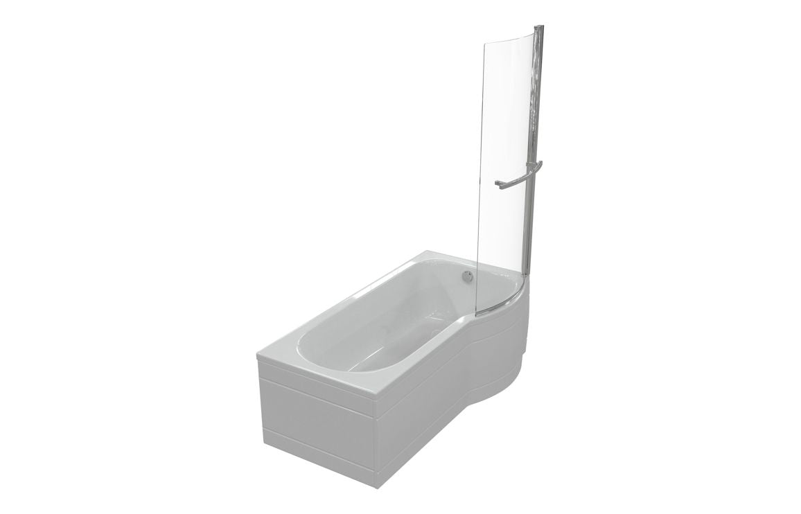 Aura P-Shape Shower Bath Panel & Screen 1700x700-850x410mm