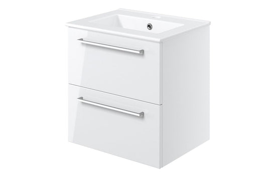 HRD 510mm Wall Hung 2 Drawer Basin Unit & 1TH Basin
