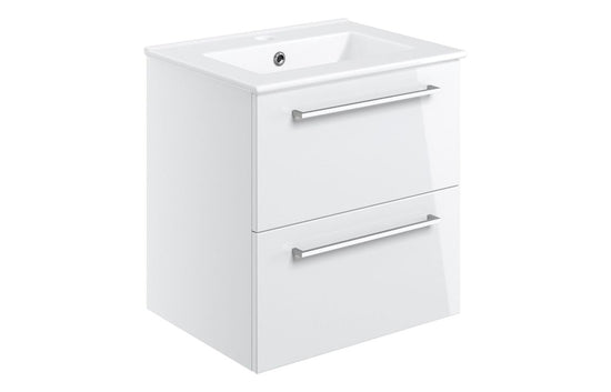 HRD 510mm Wall Hung 2 Drawer Basin Unit & 1TH Basin
