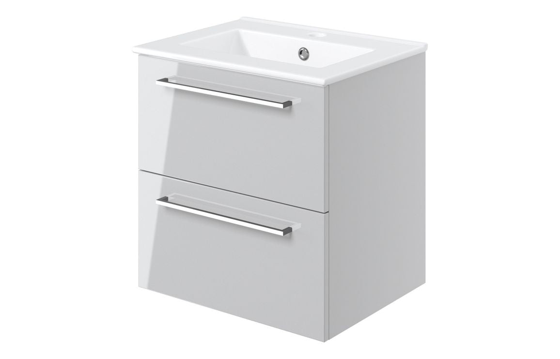 HRD 510mm Wall Hung 2 Drawer Basin Unit & 1TH Basin