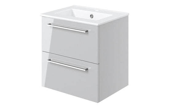 HRD 510mm Wall Hung 2 Drawer Basin Unit & 1TH Basin
