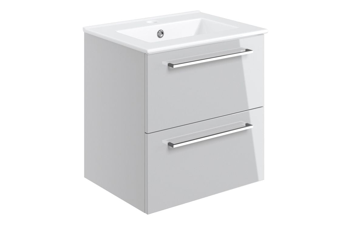 HRD 510mm Wall Hung 2 Drawer Basin Unit & 1TH Basin
