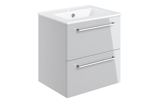 HRD 510mm Wall Hung 2 Drawer Basin Unit & 1TH Basin