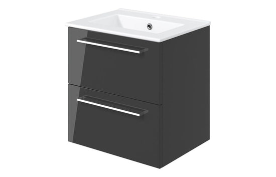 HRD 510mm Wall Hung 2 Drawer Basin Unit & 1TH Basin