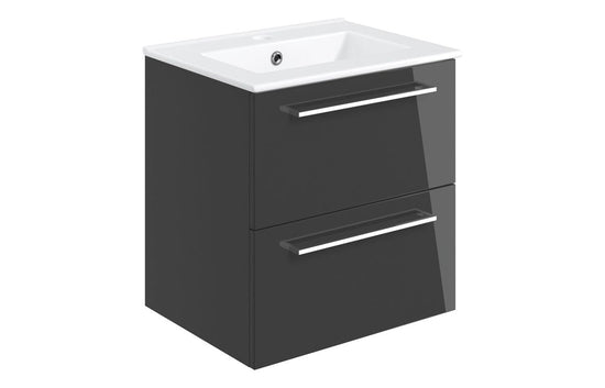 HRD 510mm Wall Hung 2 Drawer Basin Unit & 1TH Basin