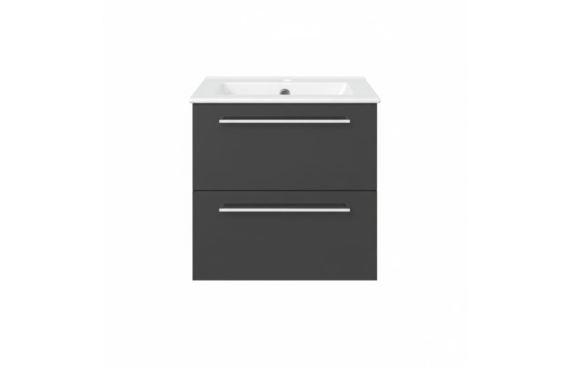 HRD 510mm Wall Hung 2 Drawer Basin Unit & 1TH Basin