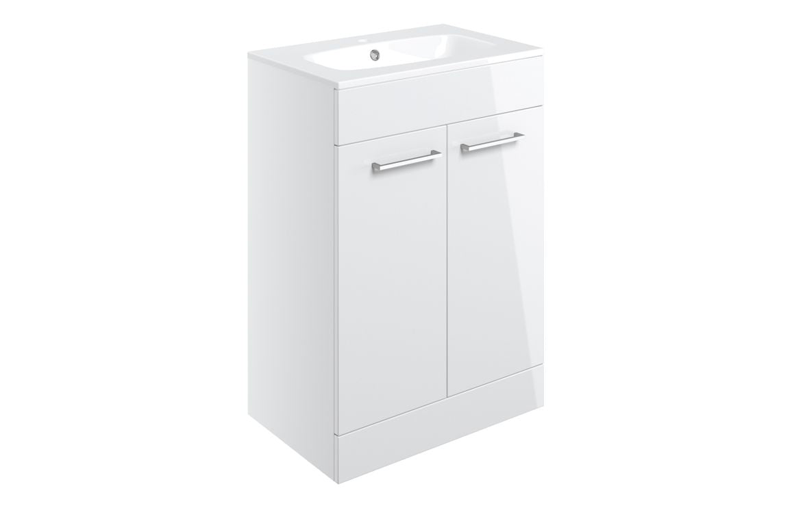 HRD 610mm Floor Standing 2 Door Basin Unit & 1TH Basin