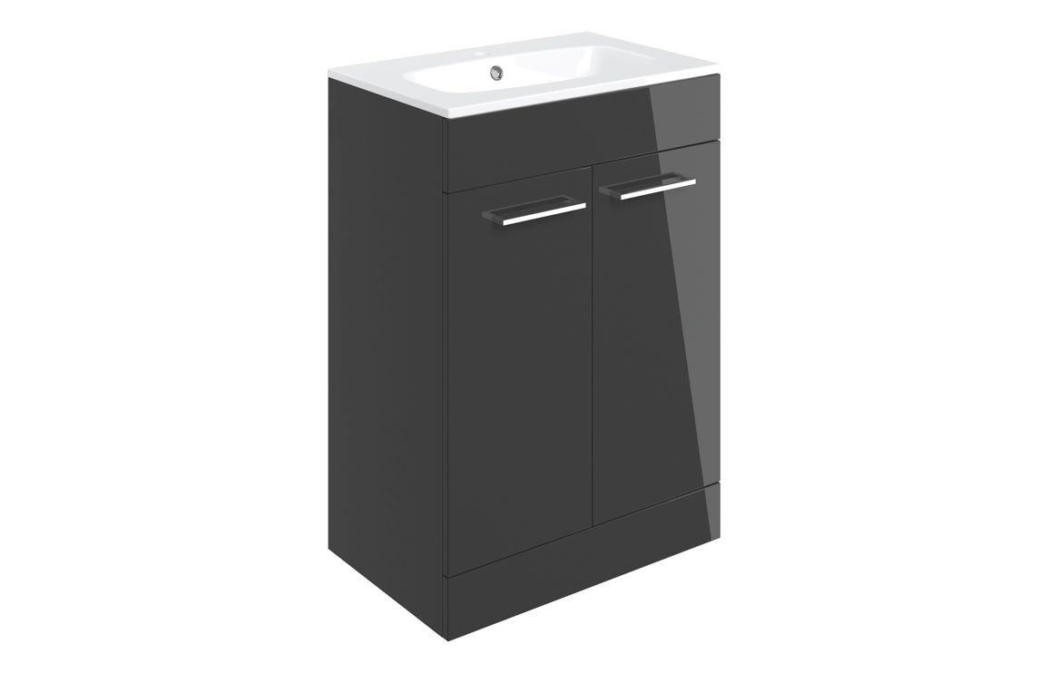 HRD 610mm Floor Standing 2 Door Basin Unit & 1TH Basin