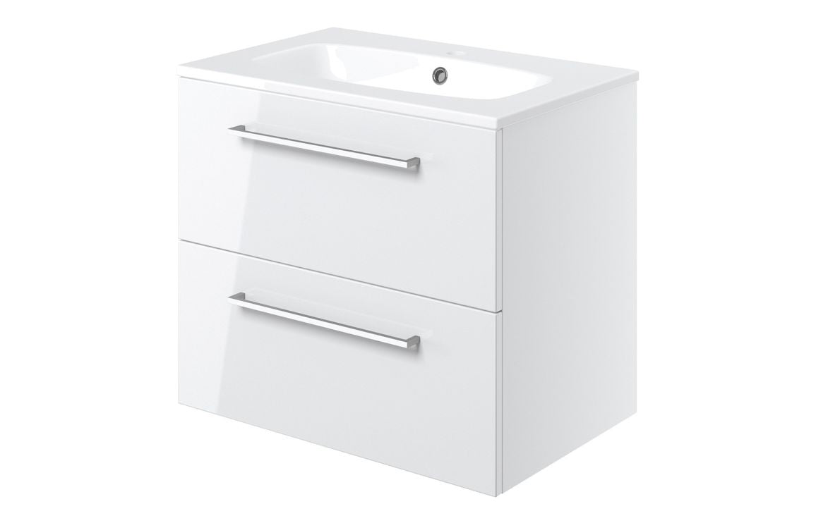 HRD 610mm Wall Hung 2 Drawer Basin Unit & 1TH Basin