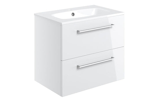 HRD 610mm Wall Hung 2 Drawer Basin Unit & 1TH Basin