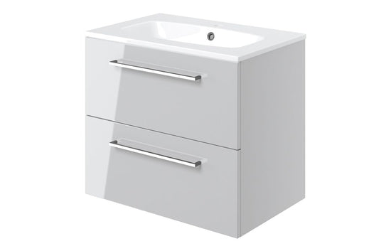 HRD 610mm Wall Hung 2 Drawer Basin Unit & 1TH Basin