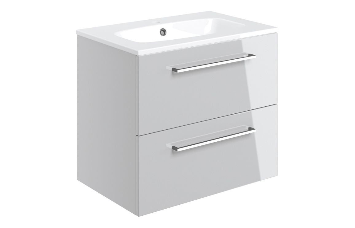 HRD 610mm Wall Hung 2 Drawer Basin Unit & 1TH Basin