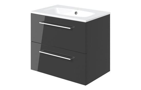 HRD 610mm Wall Hung 2 Drawer Basin Unit & 1TH Basin