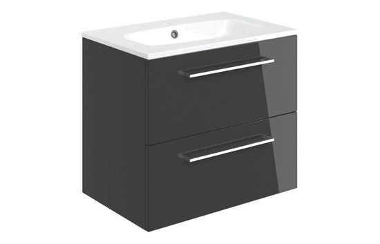 HRD 610mm Wall Hung 2 Drawer Basin Unit & 1TH Basin