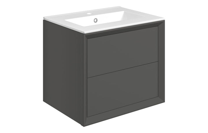 HRD 610mm Wall Hung 2 Drawer Basin Unit & 1TH Basin