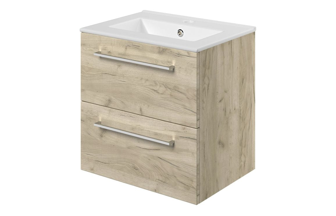 HRD 510mm Wall Hung 2 Drawer Basin Unit & 1TH Basin