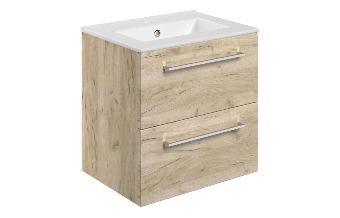 HRD 510mm Wall Hung 2 Drawer Basin Unit & 1TH Basin