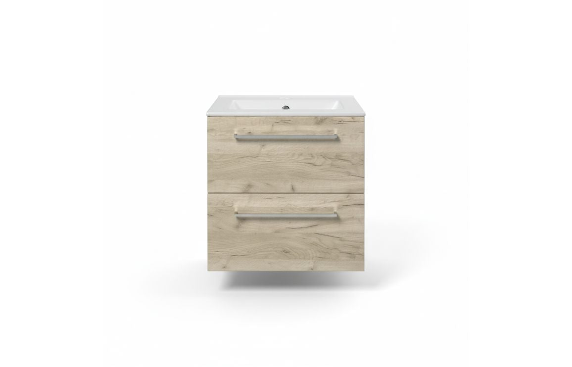 HRD 510mm Wall Hung 2 Drawer Basin Unit & 1TH Basin