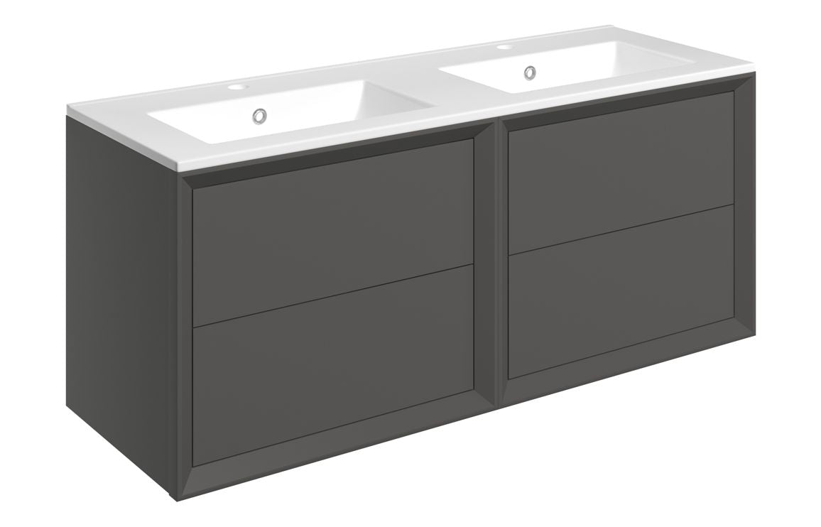 HRD 1210mm Wall Hung 4 Drawer Basin Unit & 2TH Basin