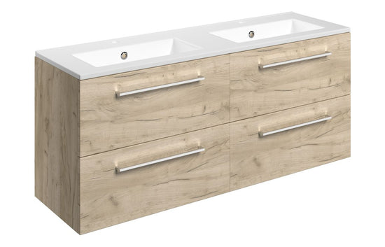 HRD 1210mm Wall Hung 4 Drawer Basin Unit & 2TH Basin