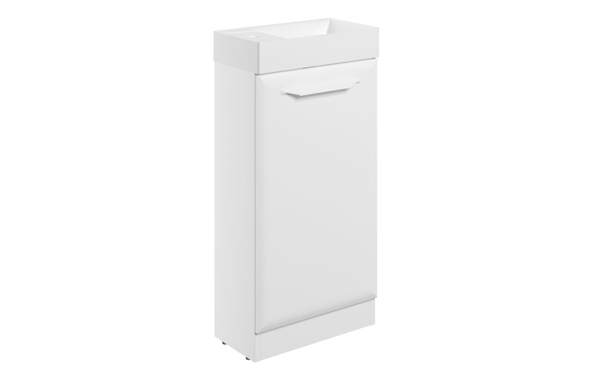 HRD 410mm Floor Standing 1 Door Cloakroom Basin Unit & 1TH Basin