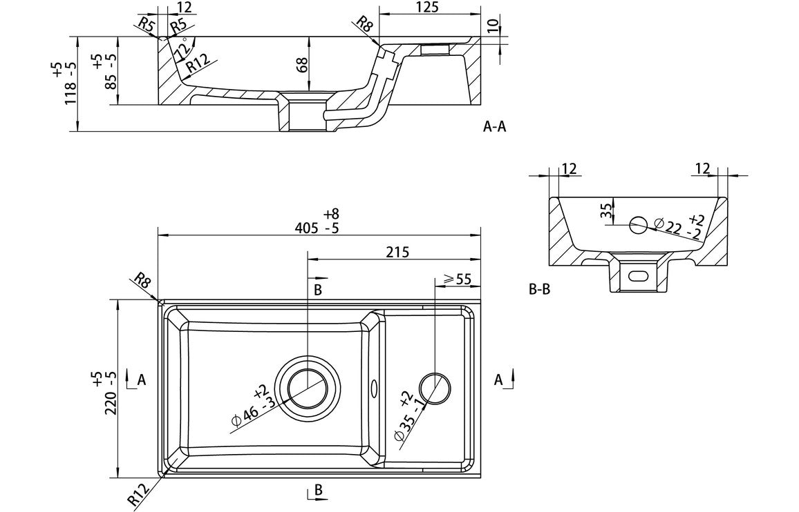 HRD 410mm Floor Standing 1 Door Basin Unit & 1TH Basin