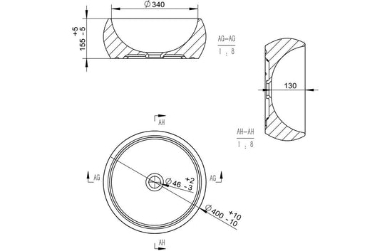 HRD 400mm Ceramic Washbowl
