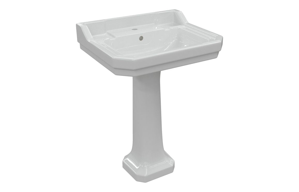 HRD 600x500mm 1TH Basin & Full Pedestal