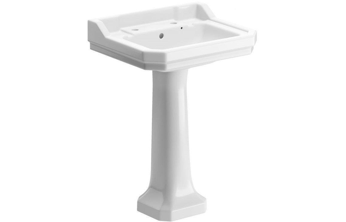 HRD 600x500mm 2TH Basin & Full Pedestal
