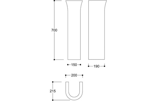 HRD 560x450mm 1TH Basin & Full Pedestal (Boxed)