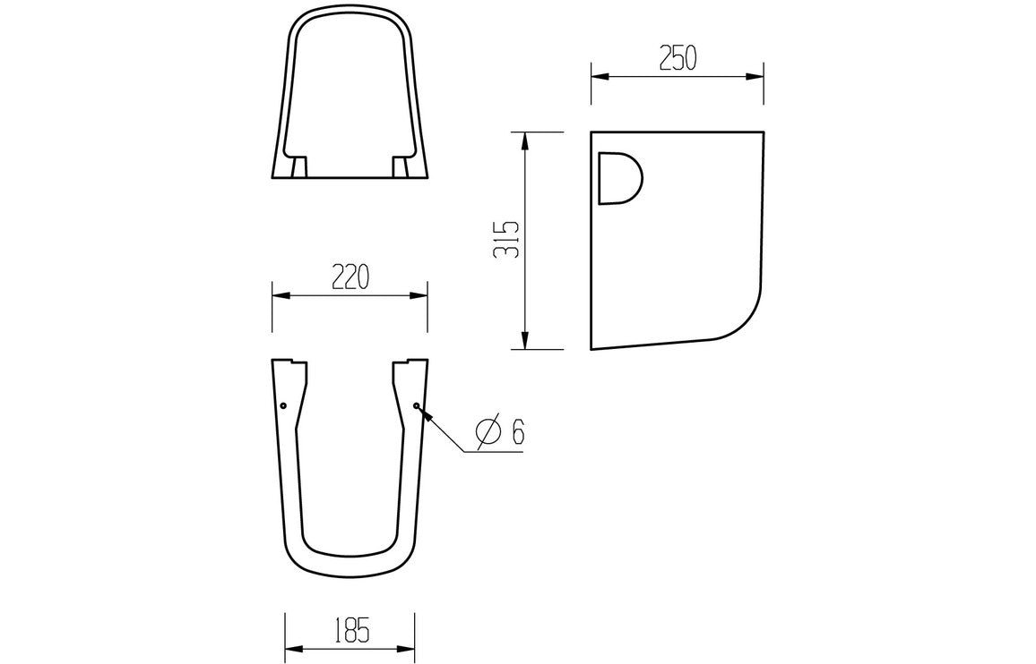 HRD 555x430mm 1TH Basin & Semi Pedestal